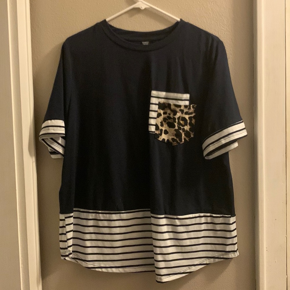 Leopard and striped blouse